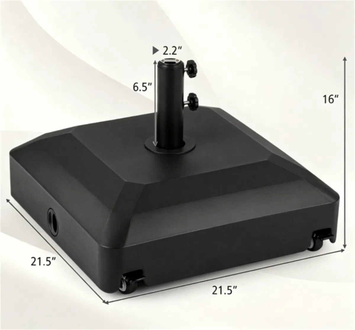 Black Fillable Umbrella Base With Wheels & Brakes, Heavyduty Water/sand