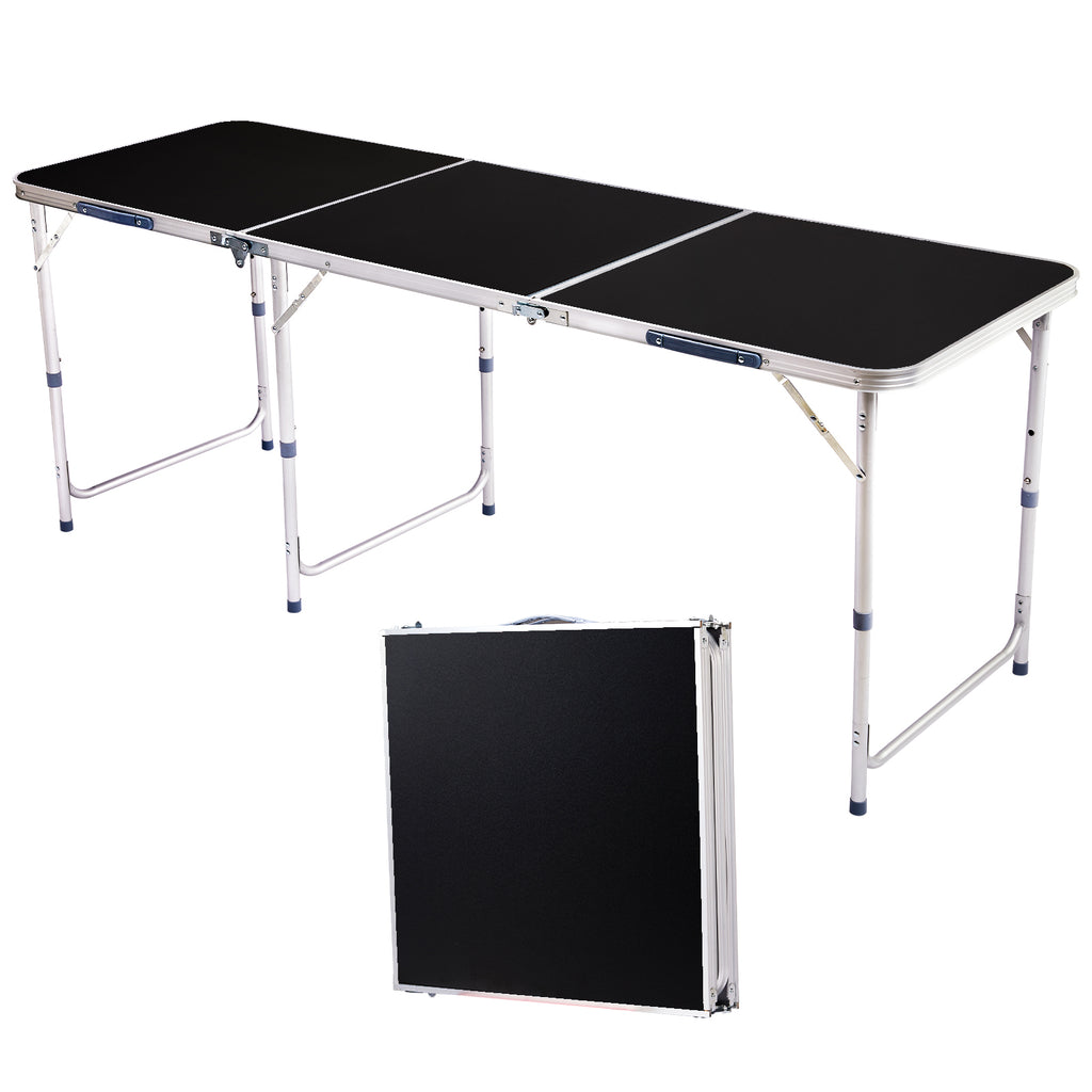 6ft 180-60cm Aluminum Alloy 3-Fold Portable Folding Table, Adjustable
