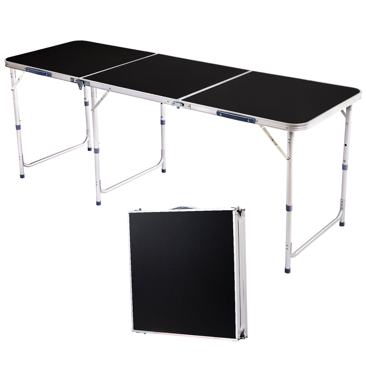6ft 180-60cm Aluminum Alloy 3-Fold Portable Folding Table, Adjustable