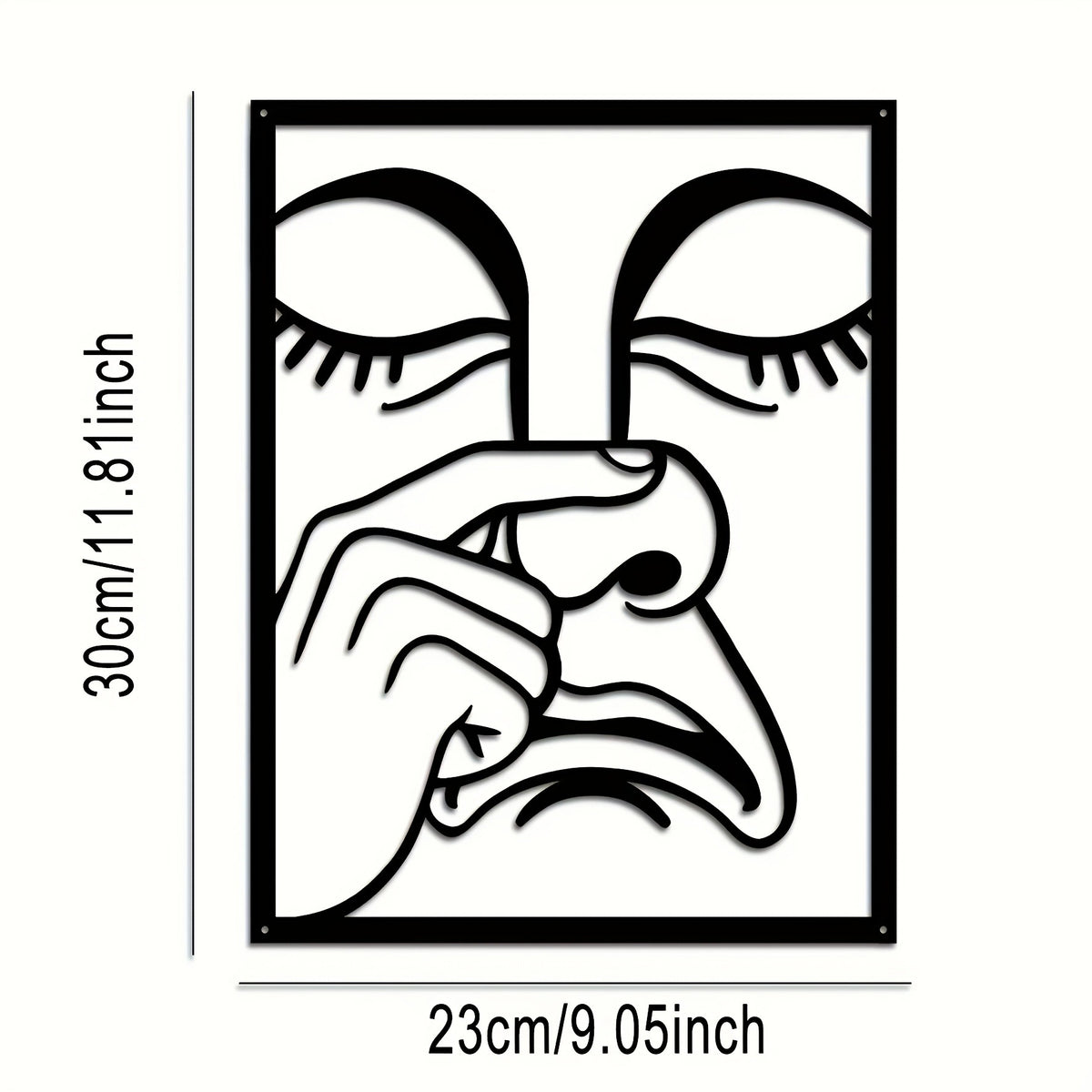 Whimsical Nose-pinch Metal Wall Sculpture - Hilarious Single Piece Iron