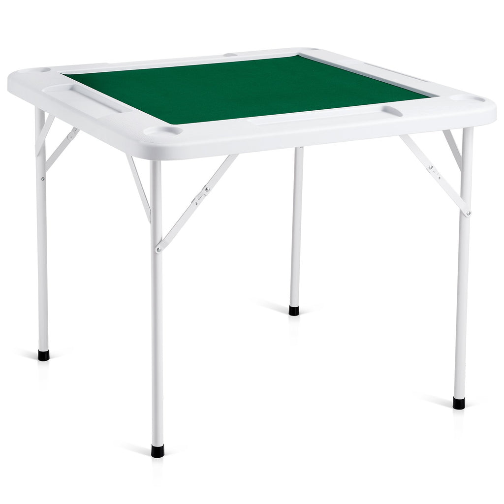 Mahjong Table 4 Player Folding Card Table & Table Mat Cup Holder Chip
