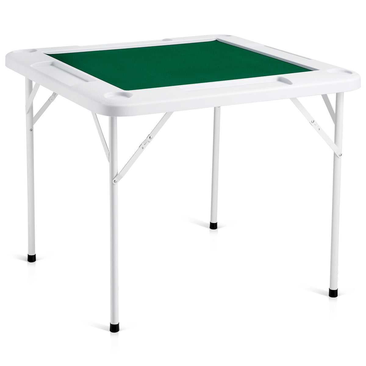 Mahjong Table 4 Player Folding Card Table & Table Mat Cup Holder Chip