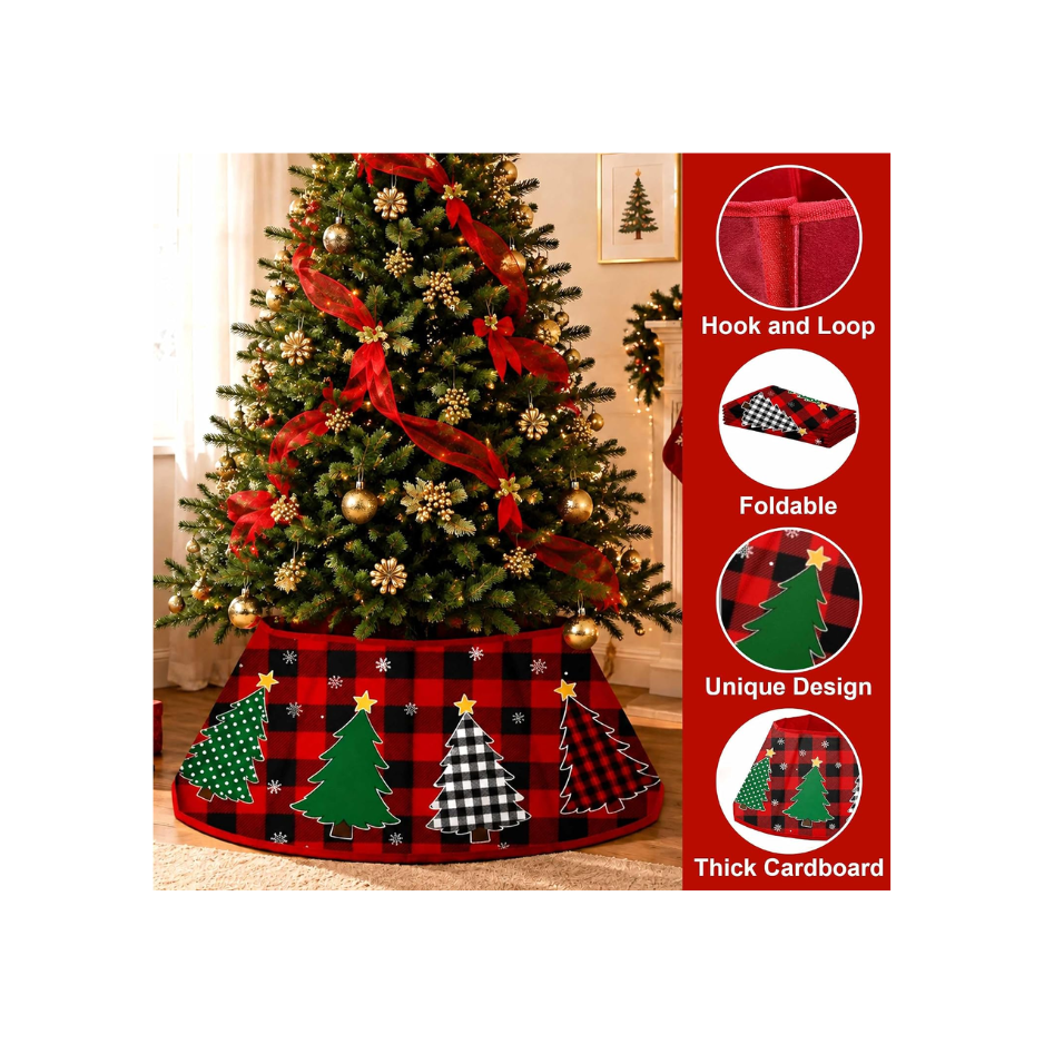 Buffalo Plaid Velvet Christmas Tree Collar, 15 25.6 Base Cover