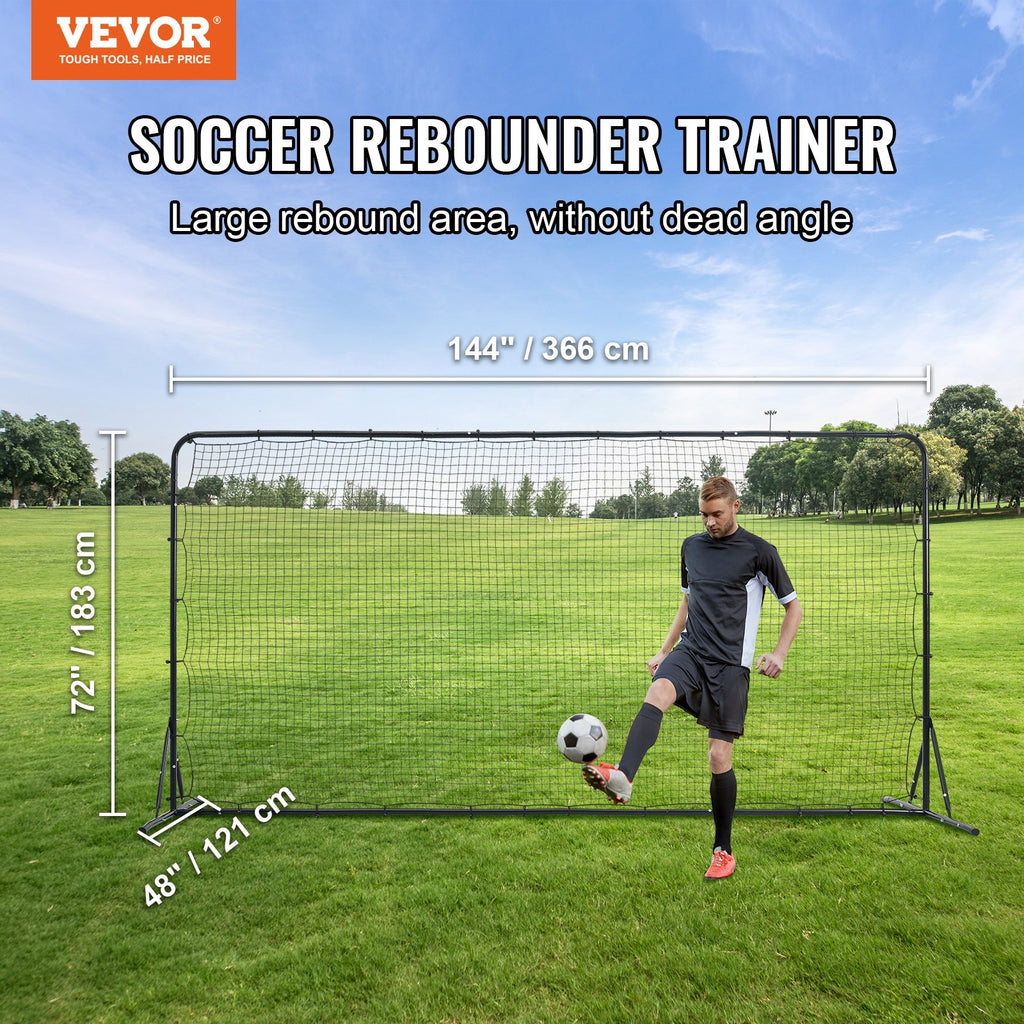 Soccer Rebounder Net, 12x6FT Iron Soccer Training Equipment, Sports