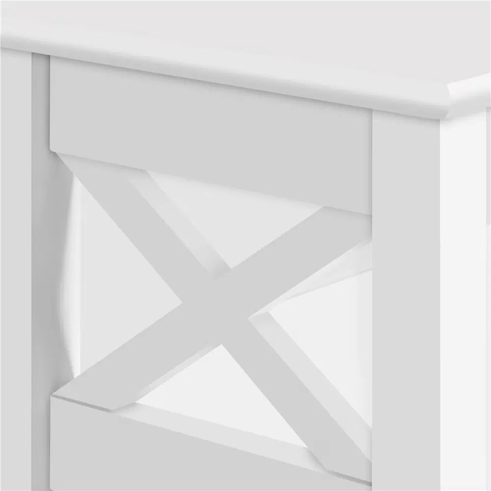 3 Tier Modern Endtablewithstorageshelf, White