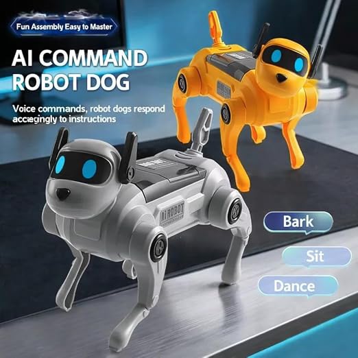 DIY Voice-controlled Robot Dog Assembly Kit With Movable Limbs, Gray