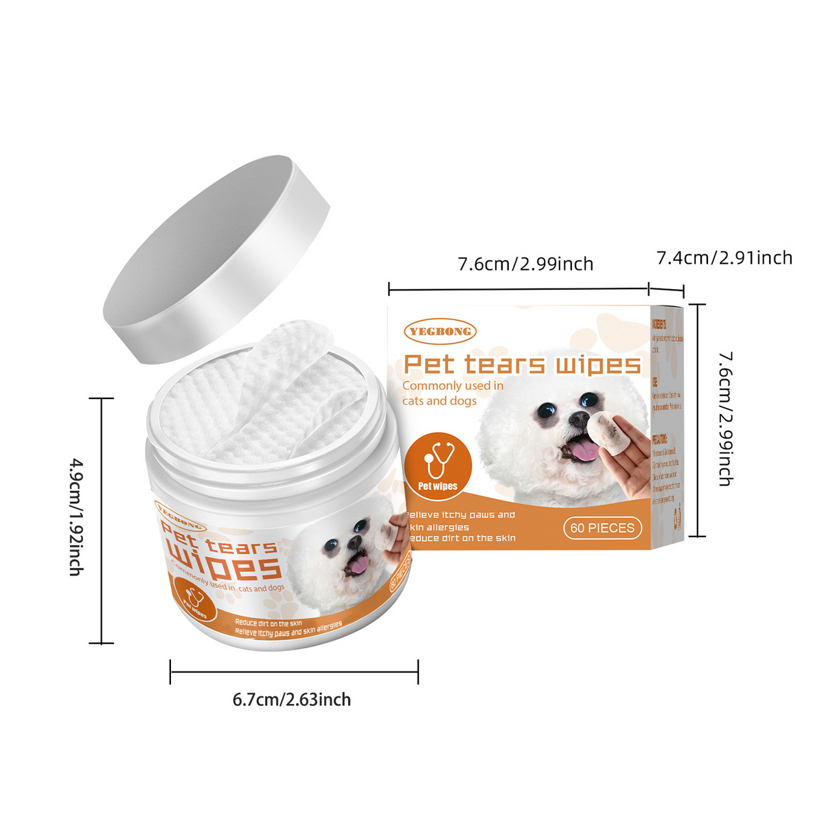 Yegbong Pet Wipes Clean, Dogs And Cats Tear Stains Eye Cleaning Wipe