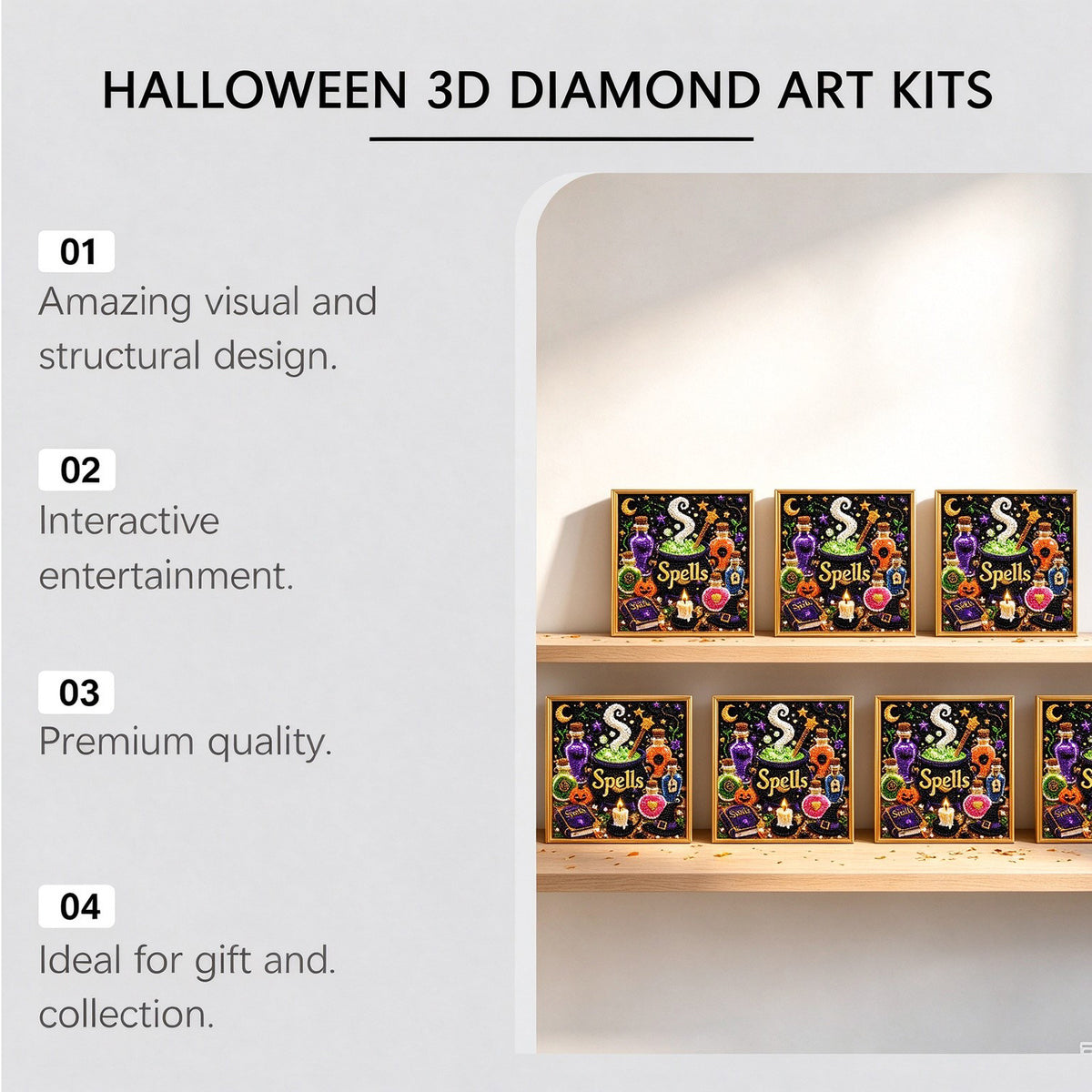 Halloween 3D Diamond Art Kit - Magic Spells Craft