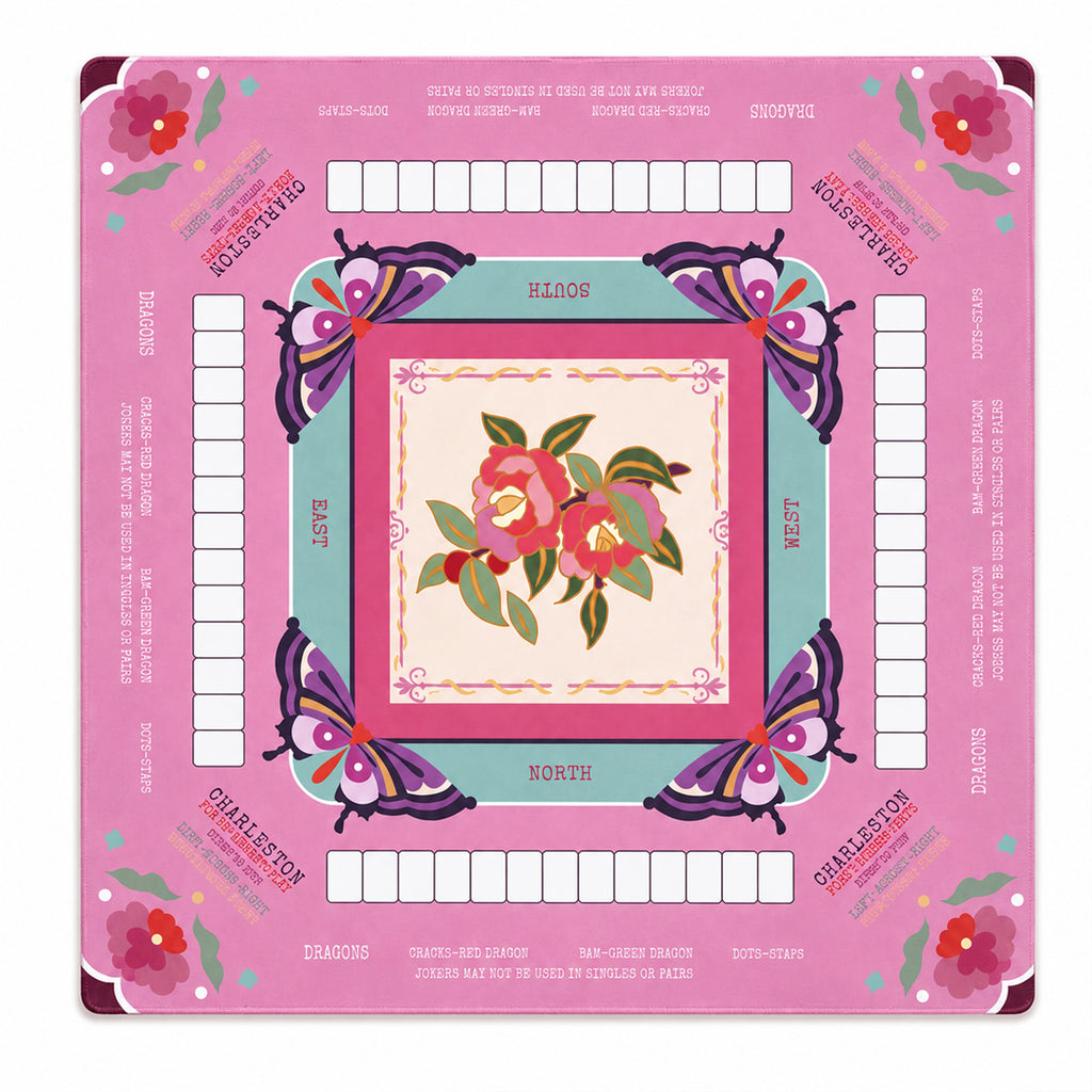American Mahjong Playing Mat With Printed Charleston Guide, 80 X 80cm