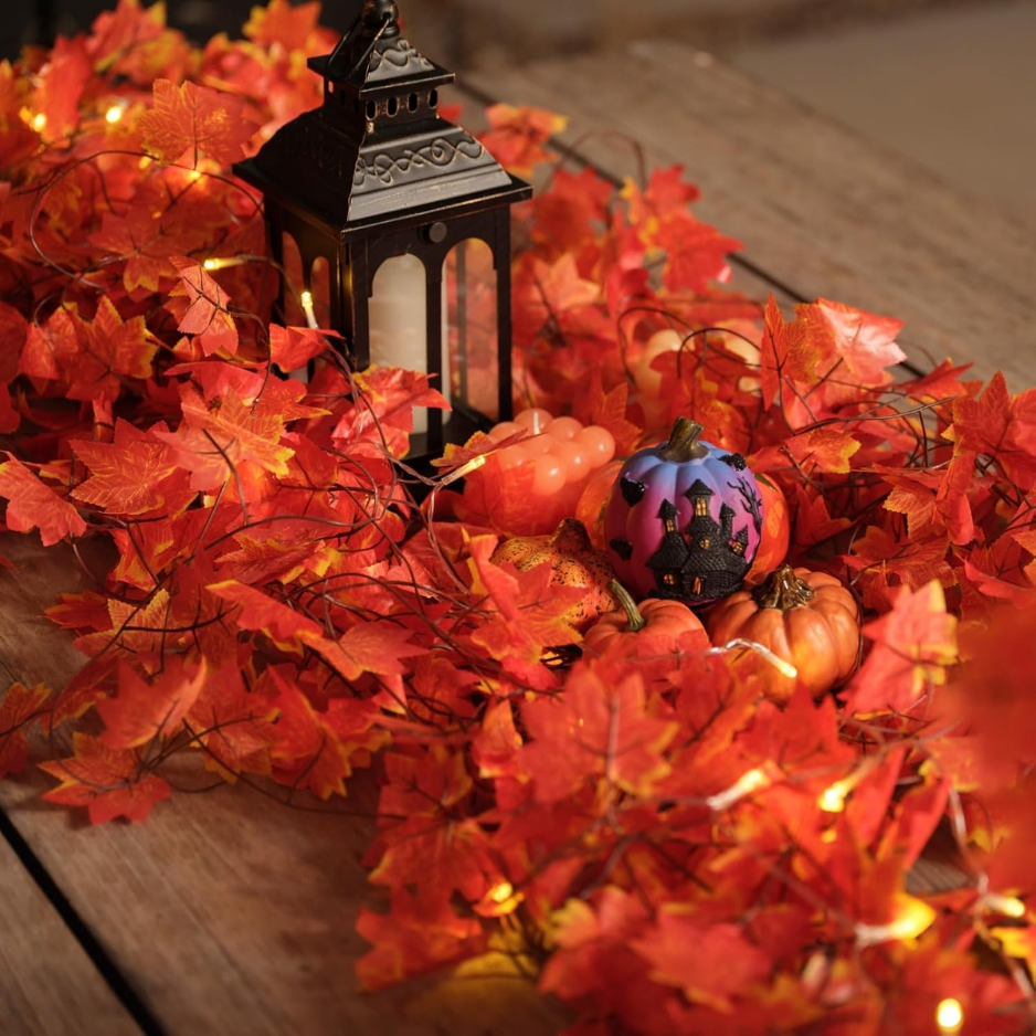 5 Pack Artificial Fall Leaf Garland, Autumn Maple Vine