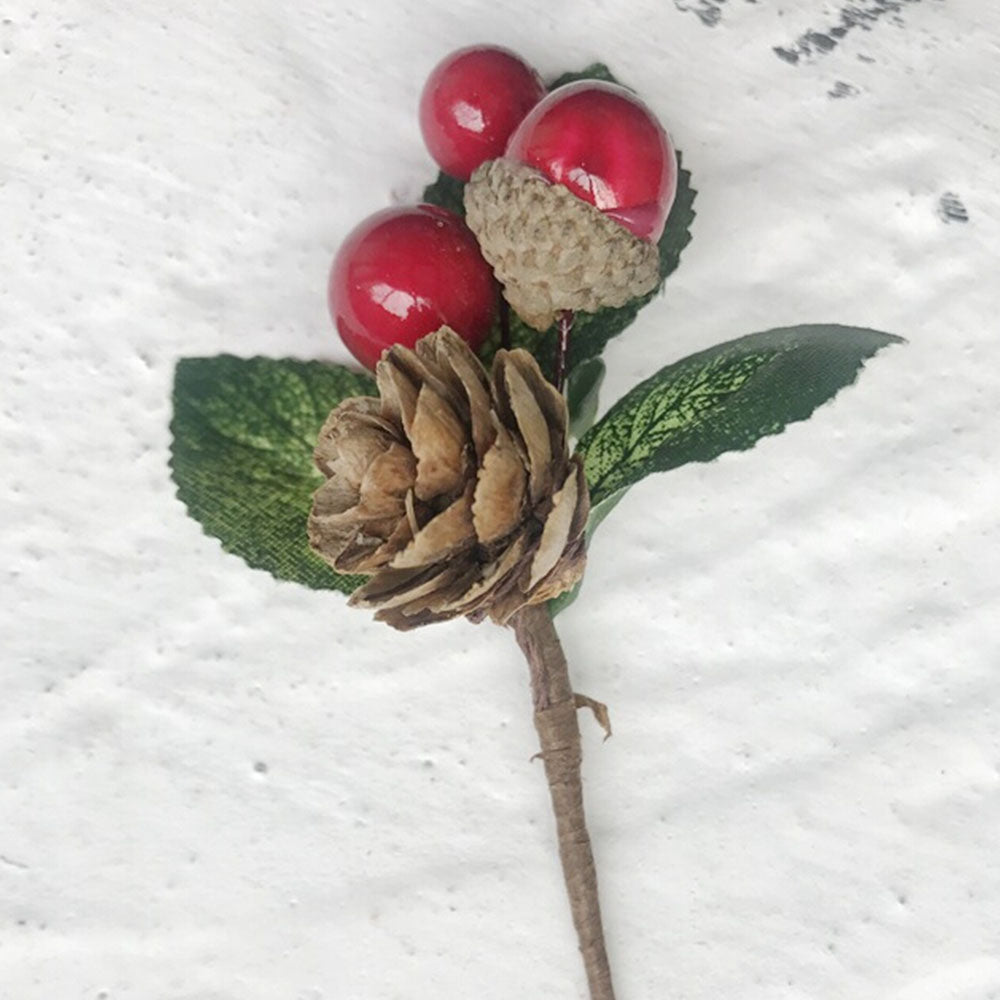 Red Berries Pine Cones Cute Artificial Pine Branches For Birthday Party