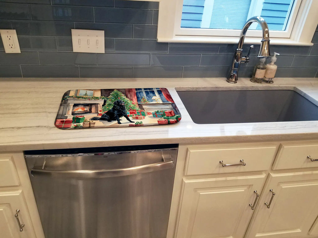 Flat-coated Retriever Cozy Christmas Dish Drying Mat Absorbent Dish
