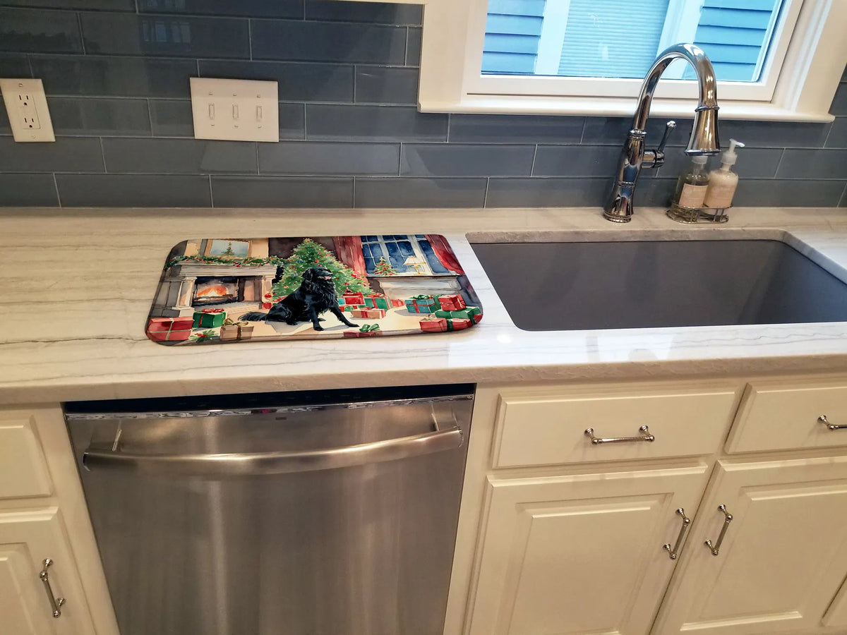 Flat-coated Retriever Cozy Christmas Dish Drying Mat Absorbent Dish