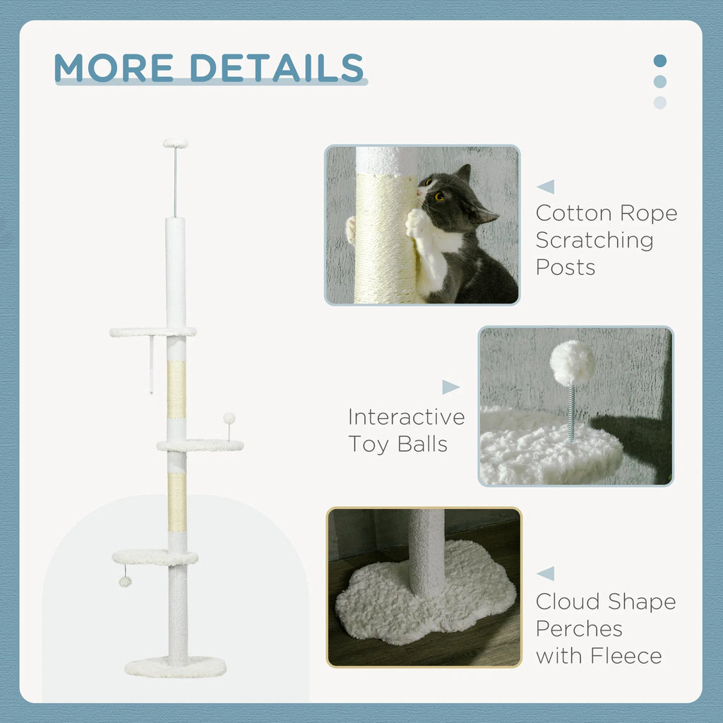 88.5"-100.5" Floor To Ceiling Cat Tree, Cat Tower With Scratching Posts