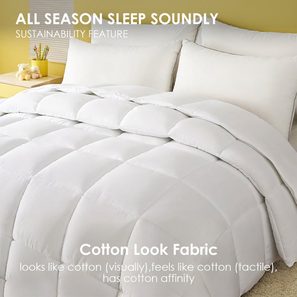 White Oversized Checkered Quilted Plump Duvet Adorable Cozy Design