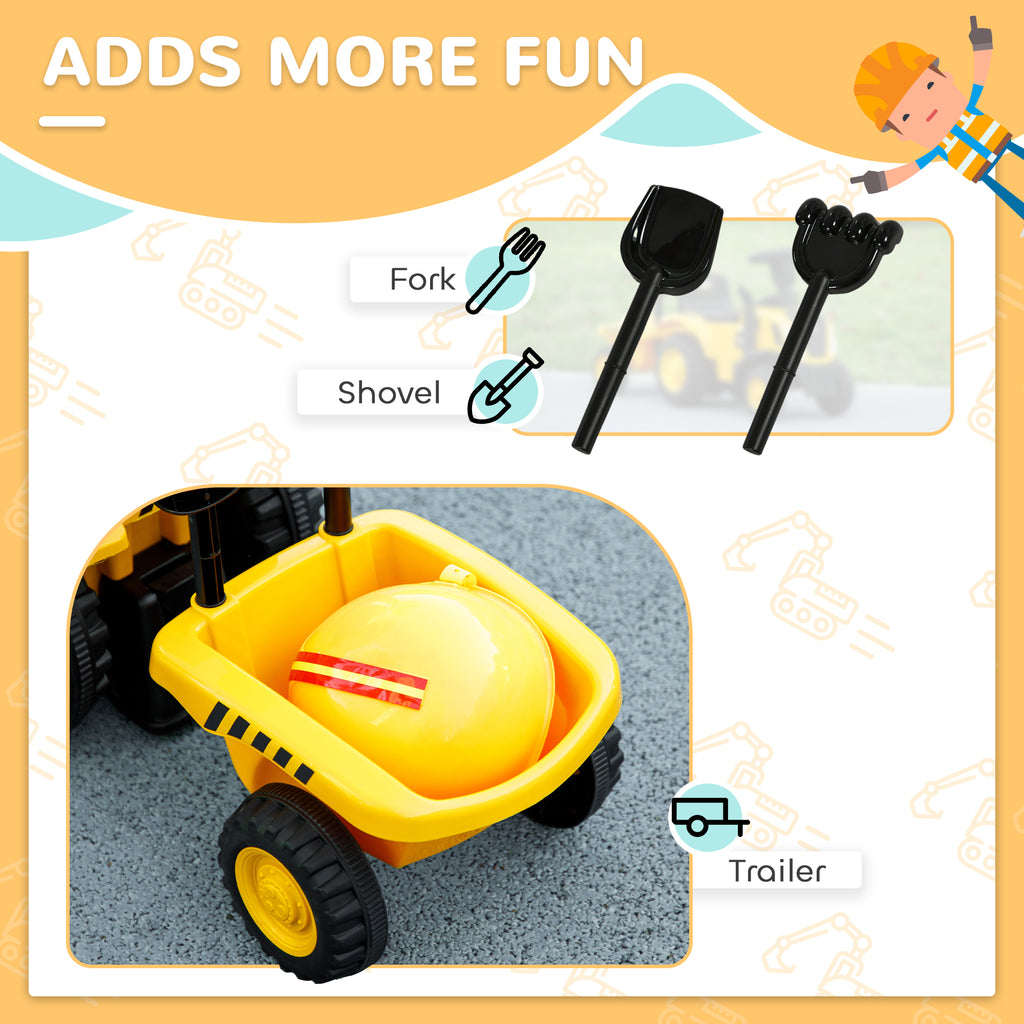 Caterpillar Licensed Ride-on Construction Toy With Shovel & Trailer, No
