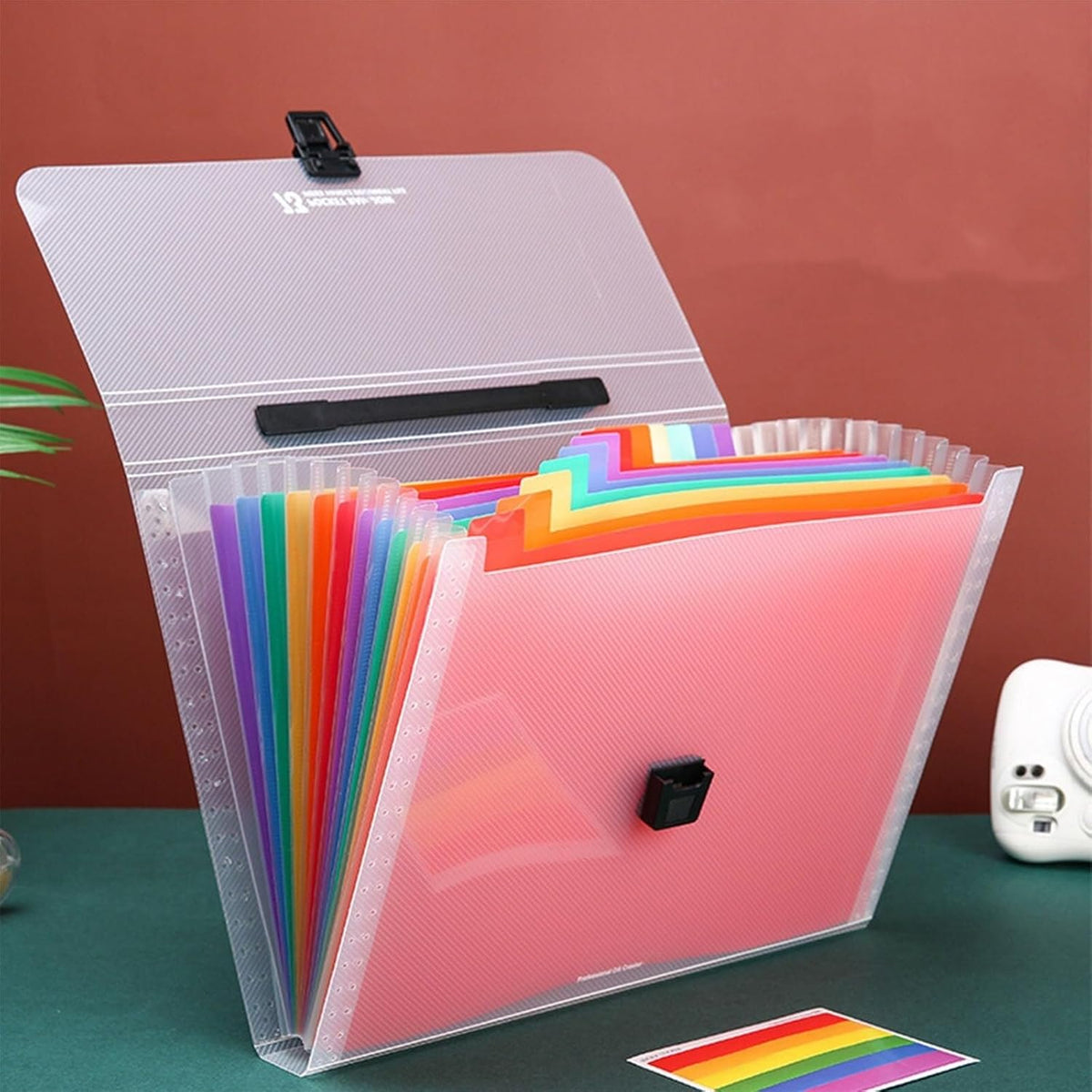 Large Capacity Accordion File Organizer 13 Pockets A4 Rainbow Expanding