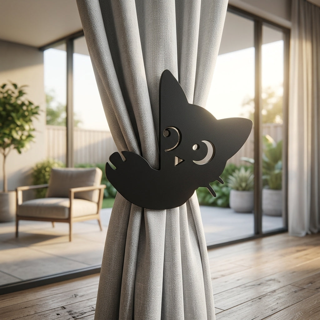 3D Printed Cat Curtain Tieback, Cute Cat Curtain Holder, Decorative