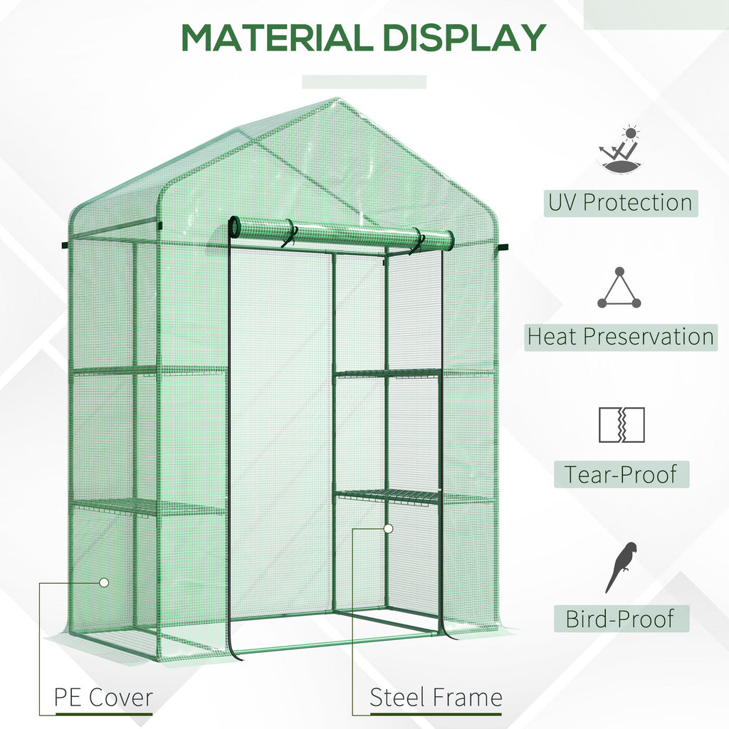 56" X 29" X 77" Walk-in Greenhouse, Garden House With 3 Tier Shleves