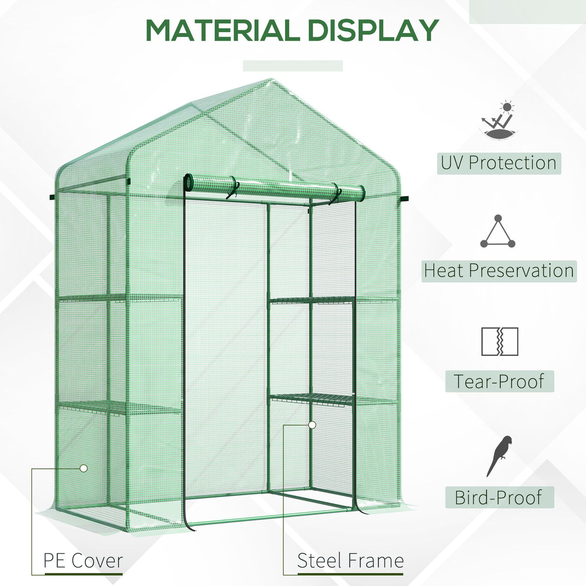 56" X 29" X 77" Walk-in Greenhouse, Garden House With 3 Tier Shleves