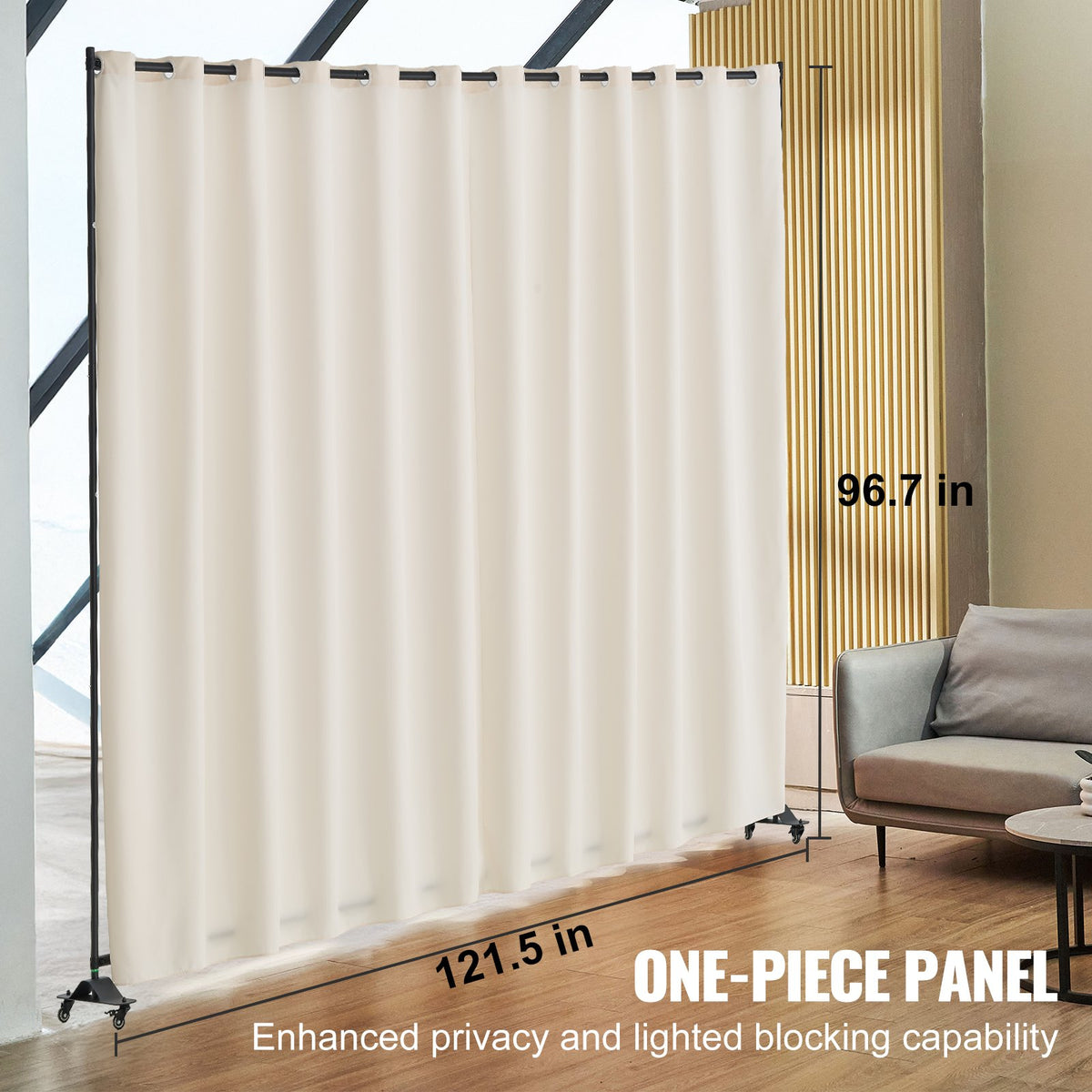Room Divider, 96 X 120inch Portable Panel Room Divider With Wheels