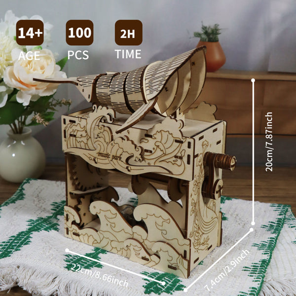 3D Wooden Puzzle Kit, Whale Music Box