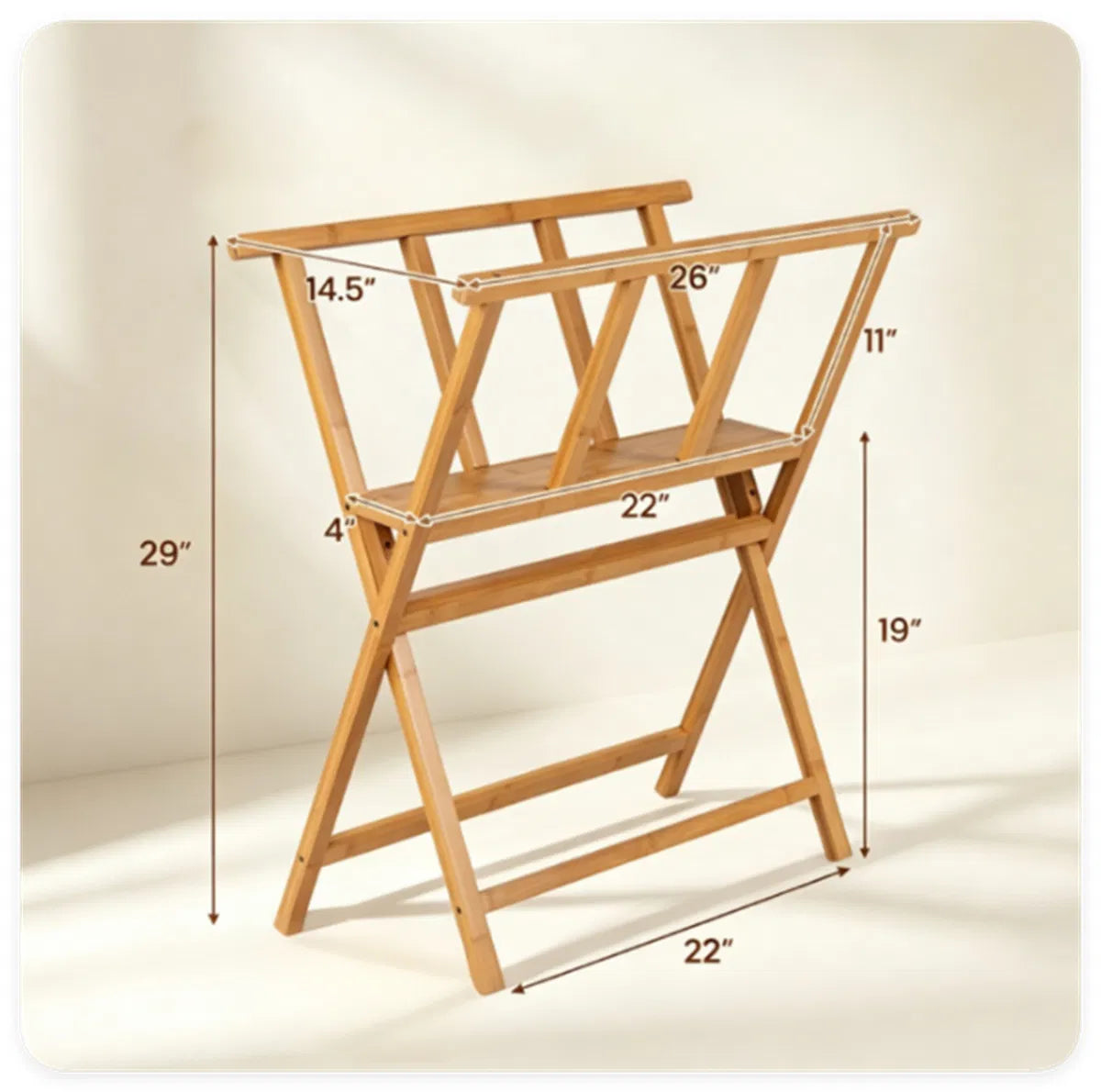 Natural Bamboo Art Storage Rack, Heavy-duty Canvas Print Display Stand