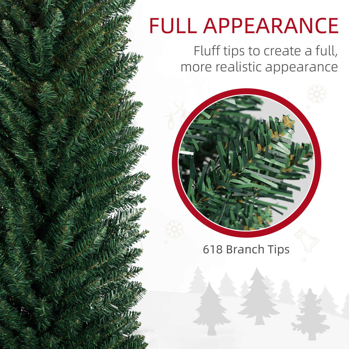 8ft Unlit Pencil Artificial Christmas Tree With Realistic Branches