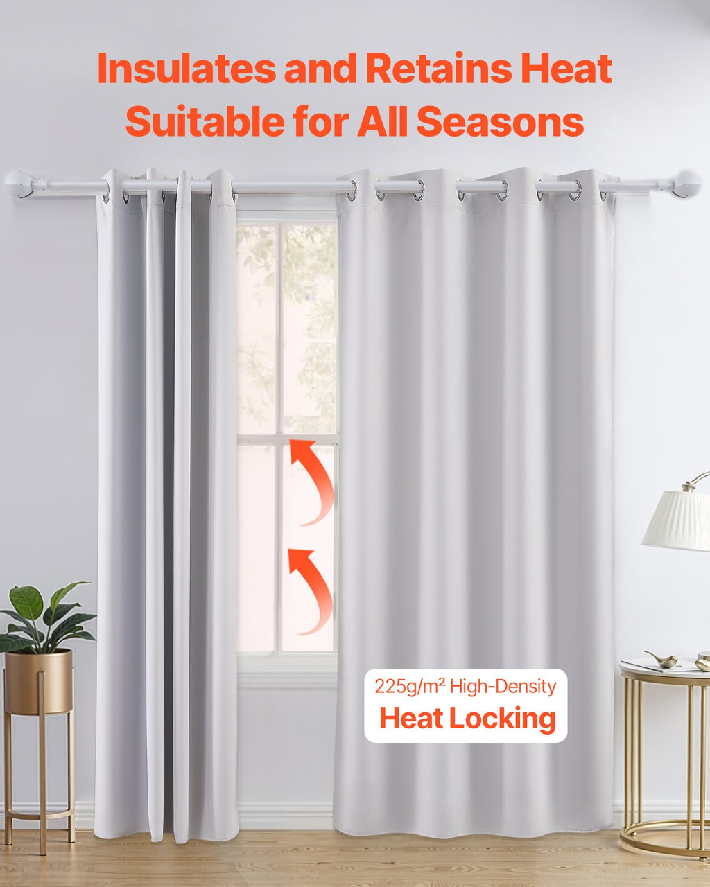 Blackout Curtains, White Blocking Drapes For Bedroom And Living Room, 2