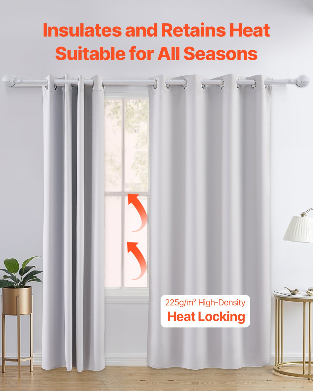 Blackout Curtains, White Blocking Drapes For Bedroom And Living Room, 2