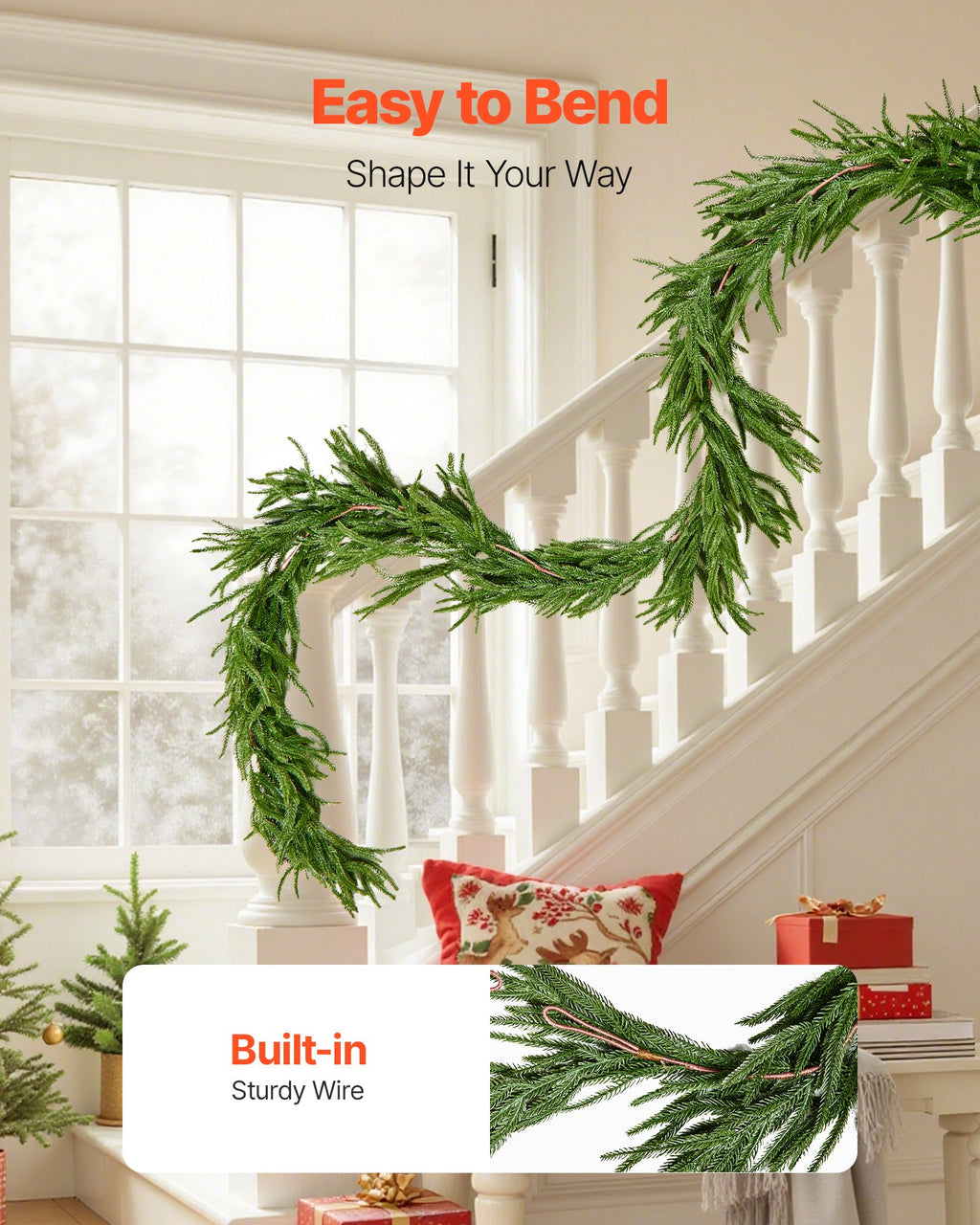 Faux Norfolk Pine Garland, 6 or 9 ft