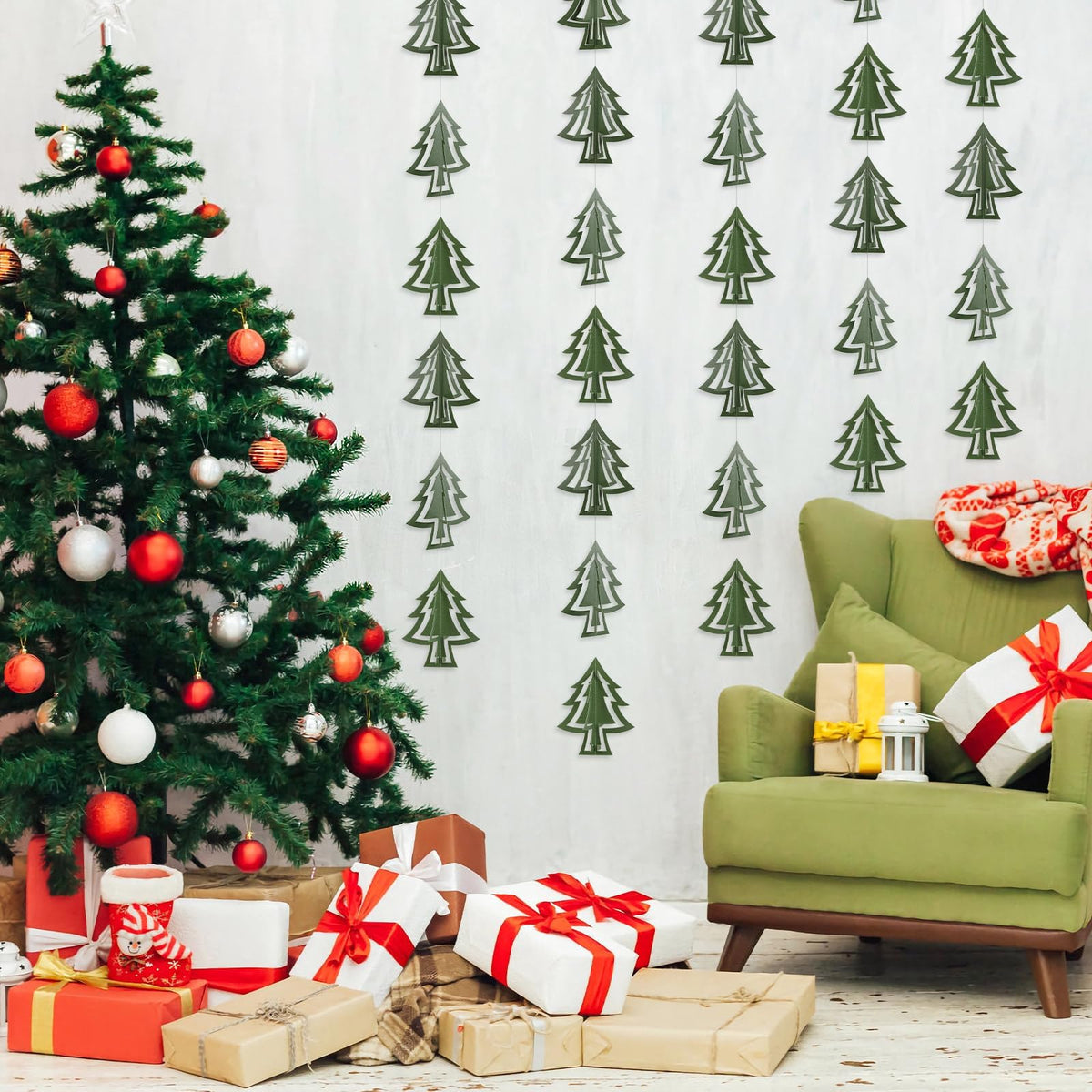 41 Ft Christmas Tree Paper Streamers Green Christmas Decorations 3D