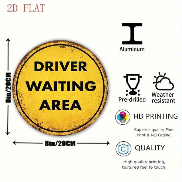 1pc Vintage Driver Waiting Area Sign 8x8in, "" Driver Waiting Area