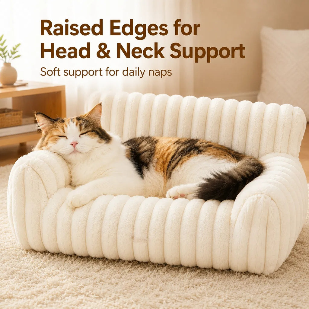 Cute Cat Couch For Pets - Fluffy Cat Beds With Premium Soft Corduroy