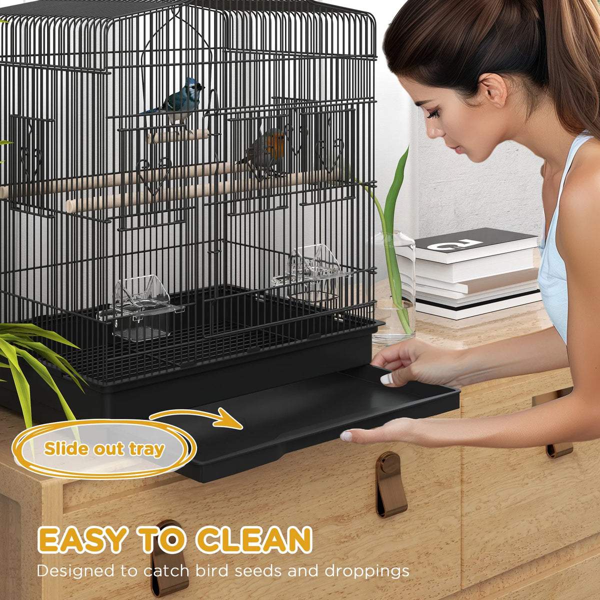 23" Bird Cage, Finches Canaries, Parrot Cage With Doors Perches, 2