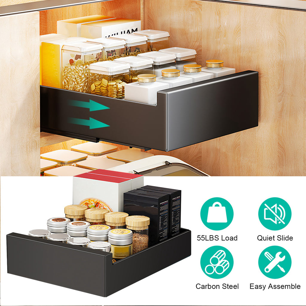 1Pc Pull Out Cabinet Organizer Carbon Steel Slide Out Drawer Storage