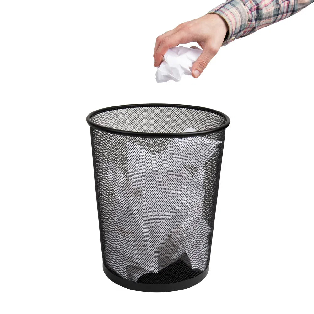 Mesh Trash Can, Set Of 3, Waste Paper Basket, Metal, 11.5"L X 11.5"W X