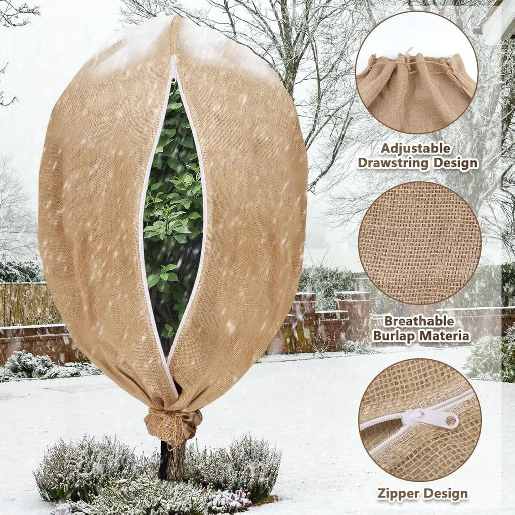 2 Packs Burlap Plant Cover Bags 3 Sizes Tree Freeze Protection Blanket