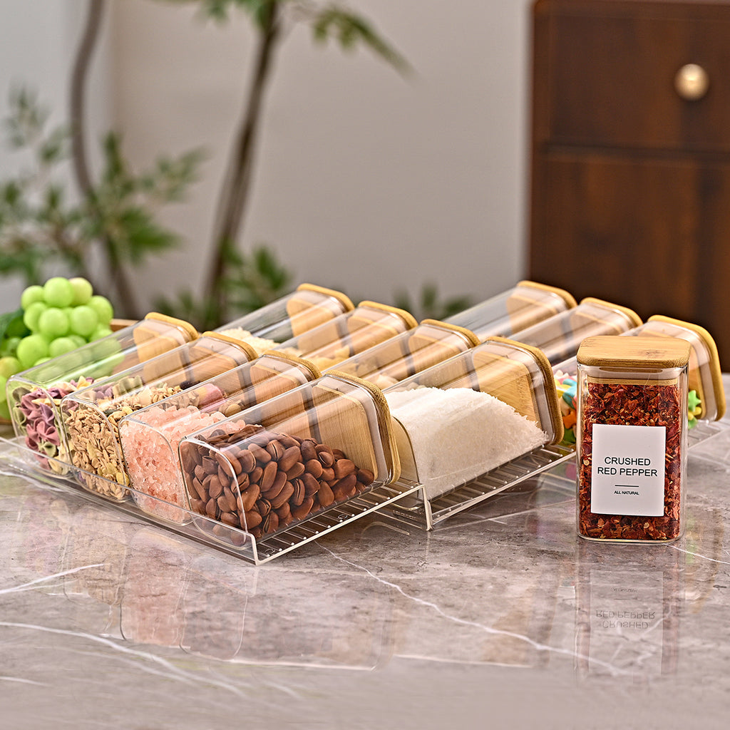 4 Pcs Multi Layer Seasoning Storage Rack, Stepped Spice Bottle Display