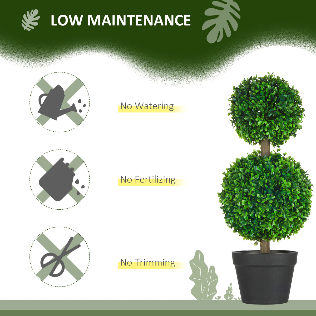 2 Pcs 23.6" Artificial Boxwood Ball Topiary Tree Set Of 2 Fake Plants