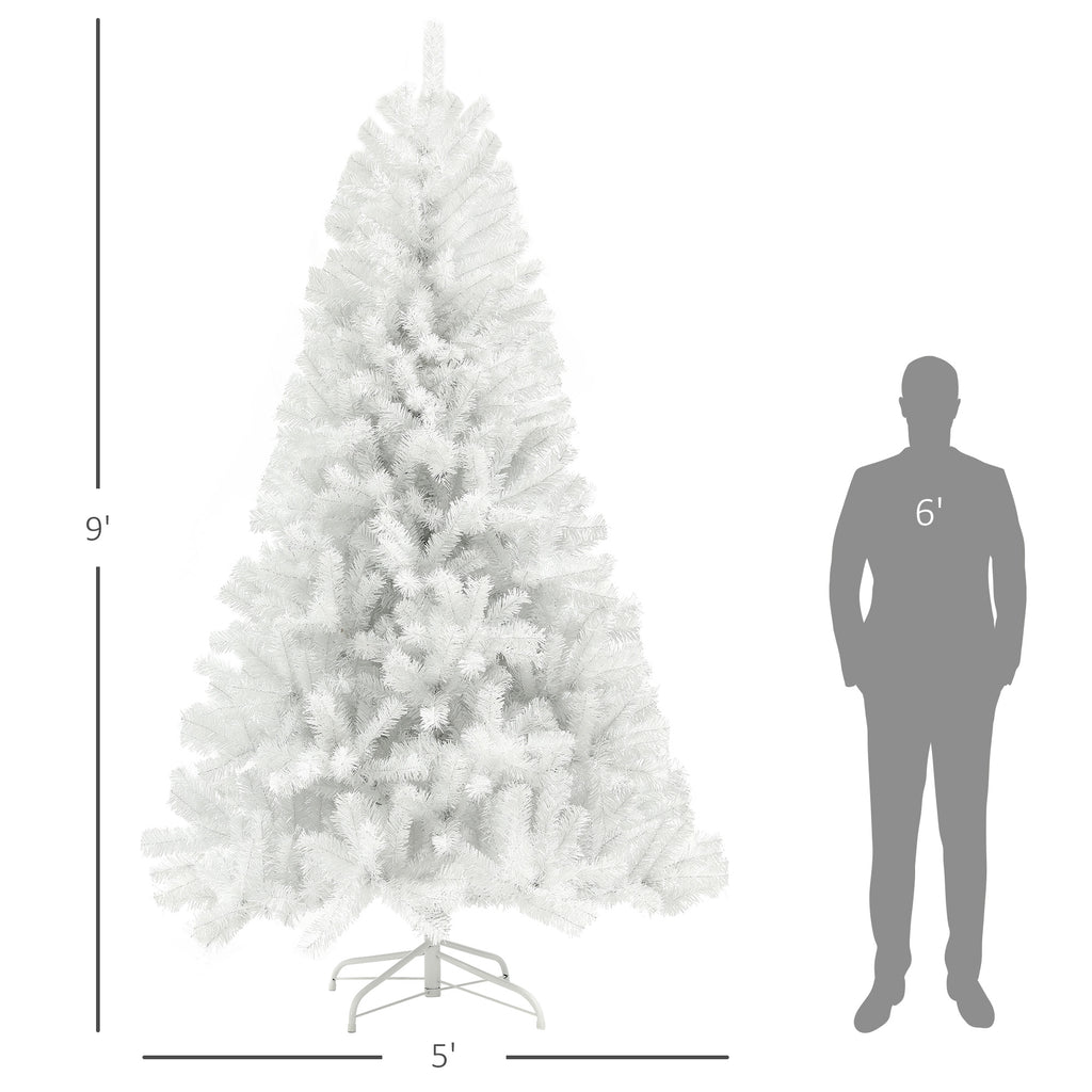 9ft Unlit Artificial White Christmas Tree, Holiday Decor