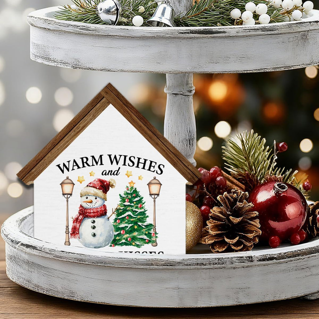 Winter Christmas Home Decor, Snowman Warm Wishes Winter Kisses House
