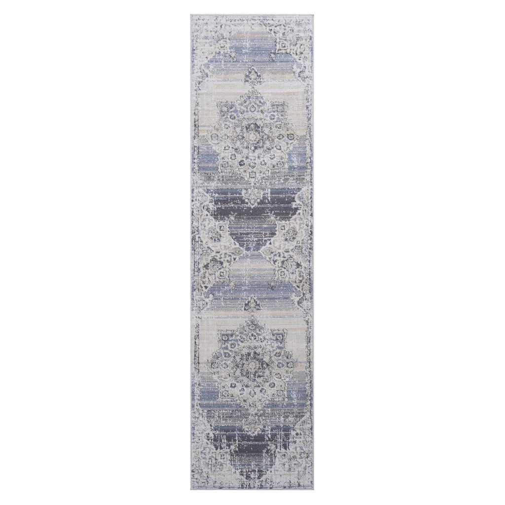 Payas 2X8 Cream Blue Medallion Runner Rug