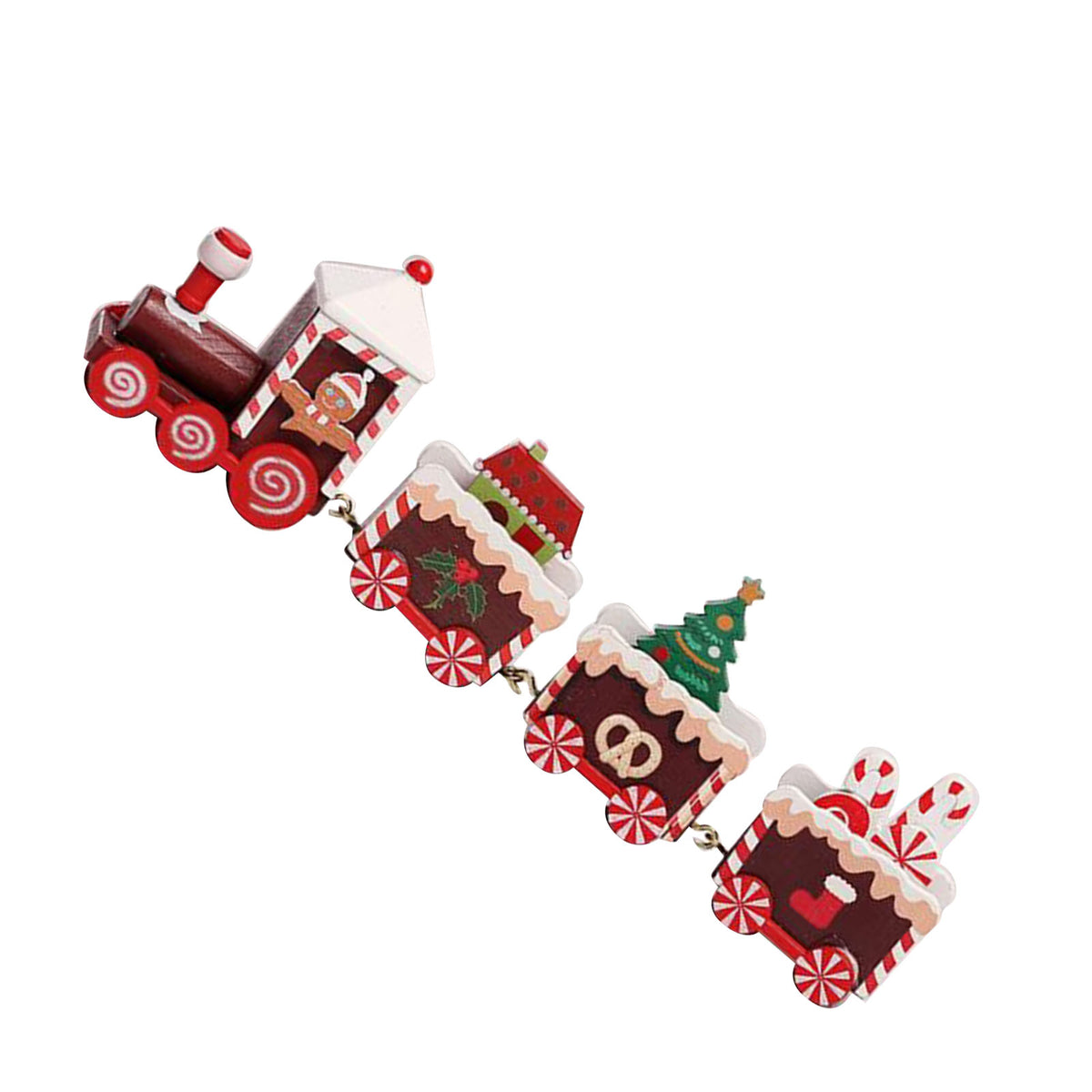 Xmas Train Ornament Cute Festive Wooden Train Window Desktop Decoration