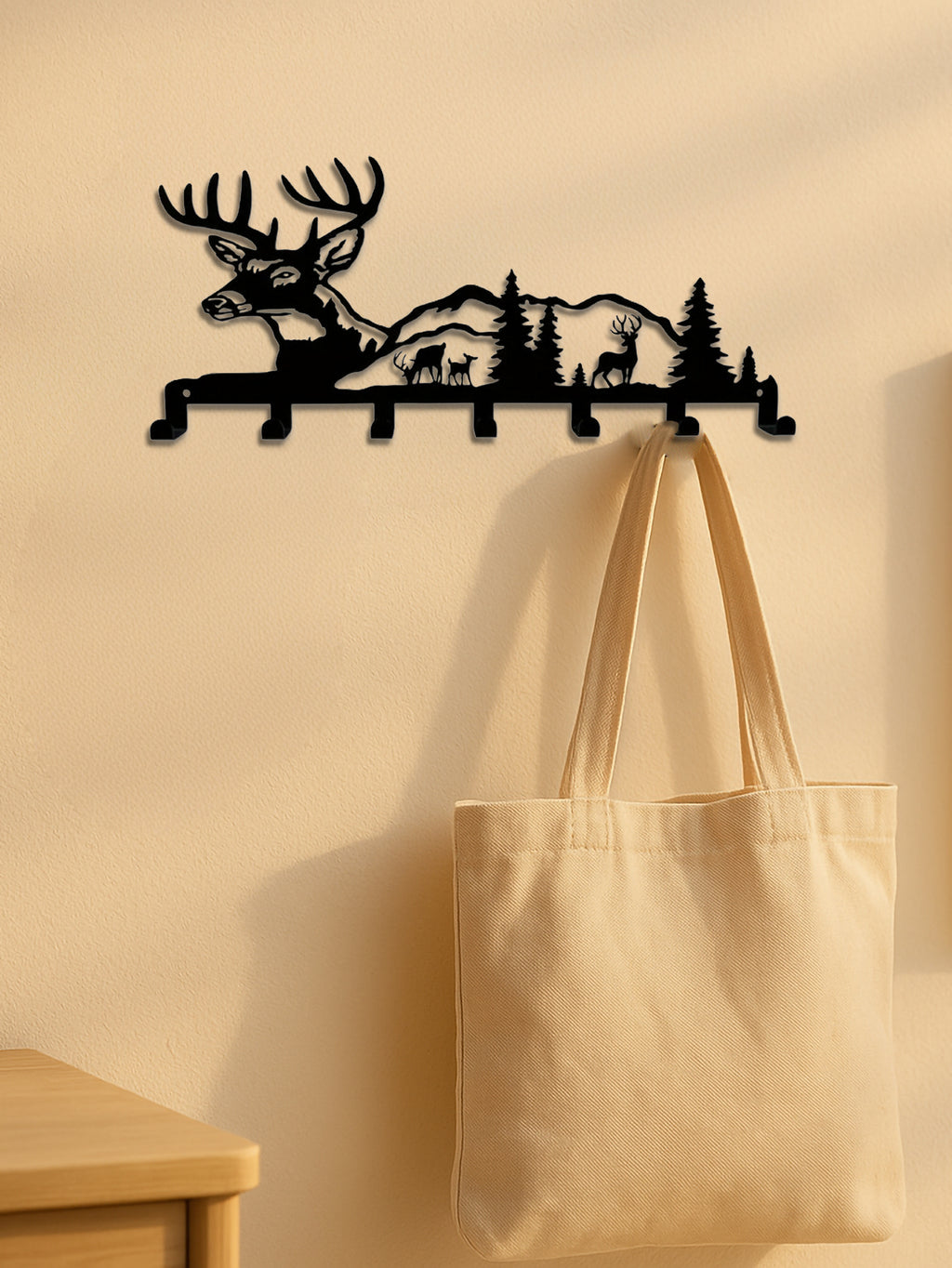 Deer And Forest Metal Key Hook - Nature-themed Wall Organizer