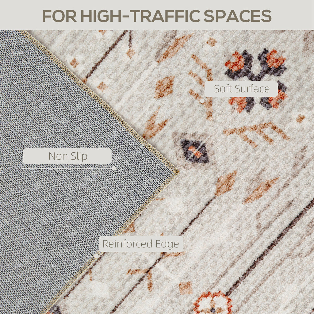Machine Washable Area Rug 4x6, Non-slip Boho Flannel Print Floor Carpet