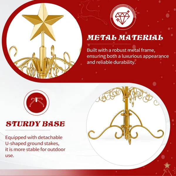 3ft Wrought Iron Christmas Tree, Metal Ornament Display Tree Stand