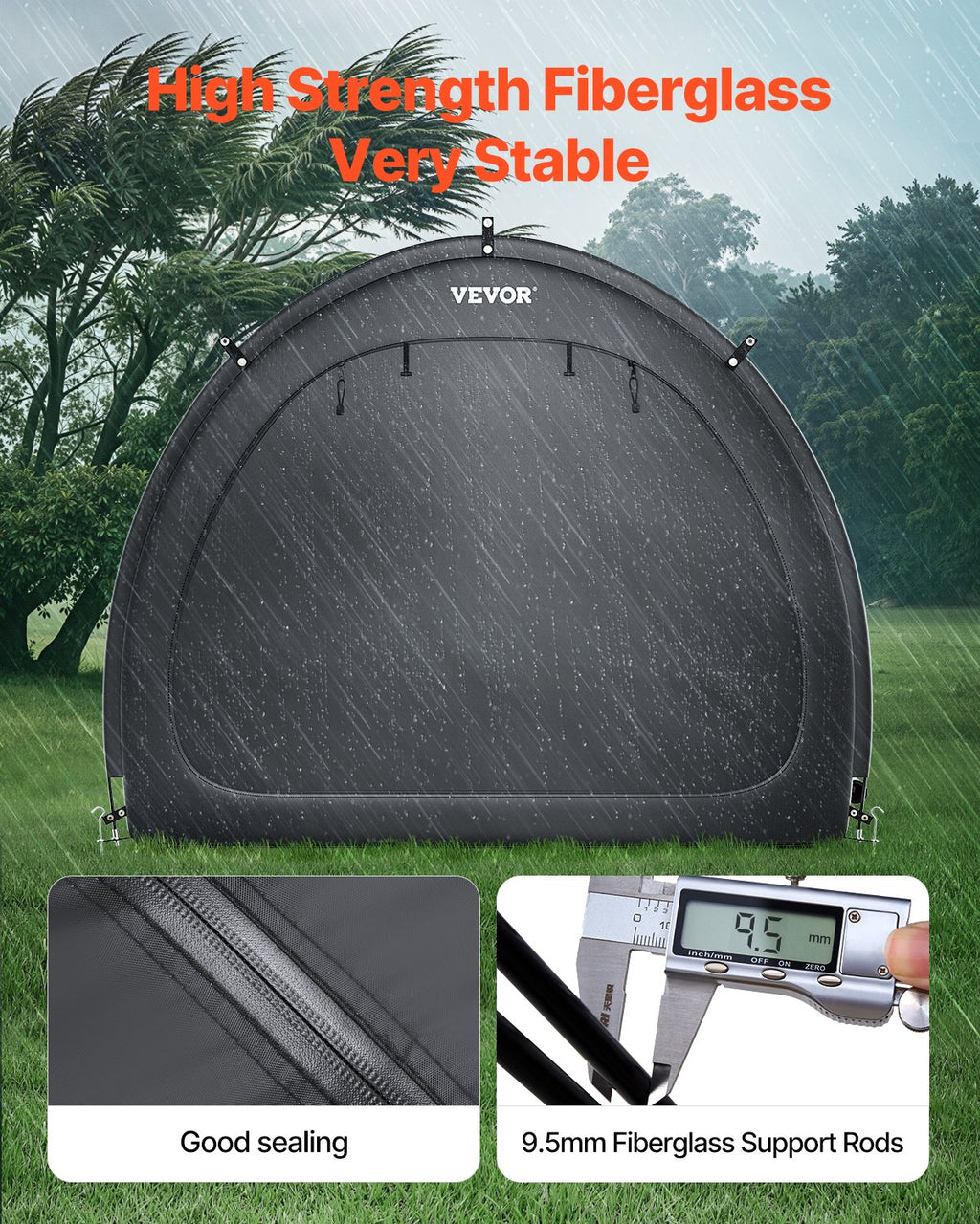 Outdoor Bike Storage Tent Fan-shaped Dual-door Bike Tent For 4 To 5