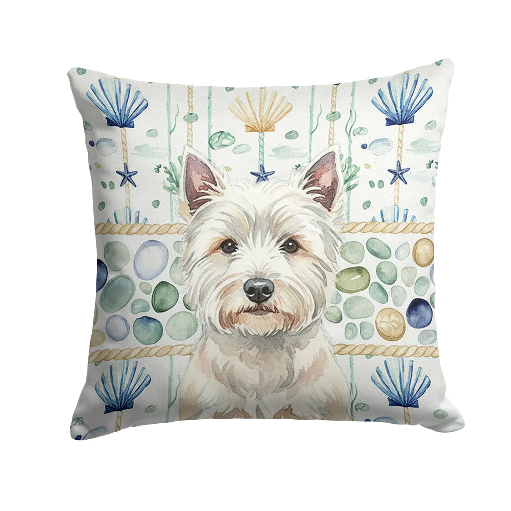 Westie Coastal Sea Glass Throw Pillow Decorative Indoor Outdoor Accent