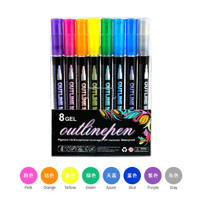 Double Line Outline Pen 24 Color Suit Dream Color Mark Fluorescent